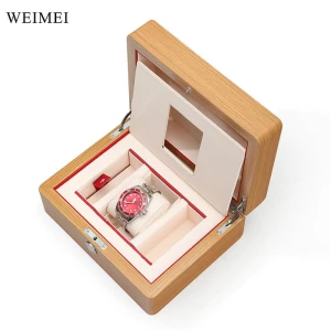 WEIMEI High Quality Luxury Custom Logo Single Watch Gift Box Pine Wood Wooden Watch Box