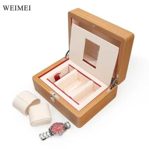 WEIMEI High Quality Luxury Custom Logo Single Watch Gift Box Pine Wood Wooden Watch Box