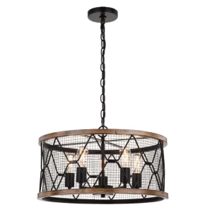 Industrial retro style circular imitation wood grain chandelier ceiling luxury chandelier