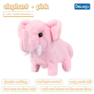 The latest children's elephant electric plush toy simulation barking interactive pet walking animal plush toys