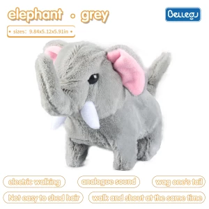 The latest children's elephant electric plush toy simulation barking interactive pet walking animal plush toys