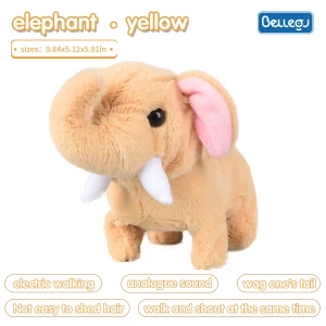 The latest children's elephant electric plush toy simulation barking interactive pet walking animal plush toys