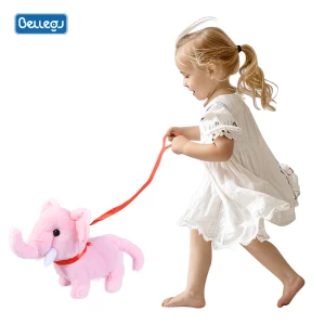 The latest children's elephant electric plush toy simulation barking interactive pet walking animal plush toys