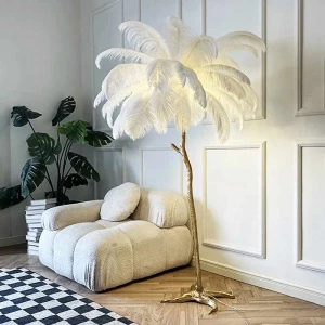 Moder Decorative Atmosphere Ostrich Feather Floor Light Bedroom Light Luxury floor lamps for living room decor