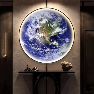 Modern Creative Round Earth Wall Led Light Quarto Bedside Sala de estar Decorativa Interior Luxo Led Moon Wall Lamp