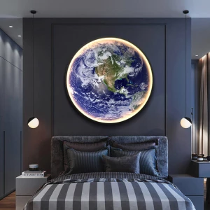 Moderno Creativo Rotondo Della Parete Della Terra Led Luce Camera Da Letto Soggiorno Decorativo Interior Camera Di Lusso Led Lampada Da Parete Della Luna