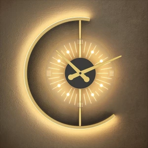 Modern Luxury Gold Home Decoration Lighting Wall light Creative Clock Wall Lamp