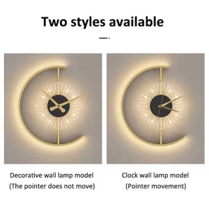 Modern Luxury Gold Home Decoration Lighting Wall light Creative Clock Wall Lamp