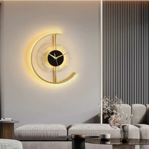 Modern Luxury Gold Home Decoration Lighting Wall light Creative Clock Wall Lamp