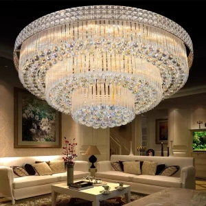 Hotel Luxury Chandelier Hanging Living Room Fancy Crystal Lustre Modern Led Crystal Ceiling Panel Light Chandelier Pendant Light