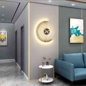 Modern Luxury Home Decoration Lighting Wall light Creative Clock Gold Wall Lamp