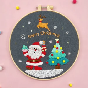 Christmas Embroidery kit with Patterns Instructions Needlepoint Cross Stitch Kits for Beginners Adult