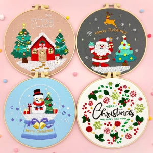 Christmas Embroidery kit with Patterns Instructions Needlepoint Cross Stitch Kits for Beginners Adult