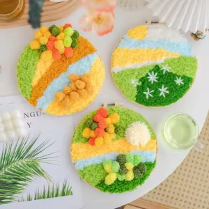 Hot Household Products Cute Moss Props Yarn Diy Beginner Embroidery Kit Mat Craft Kit With Materials