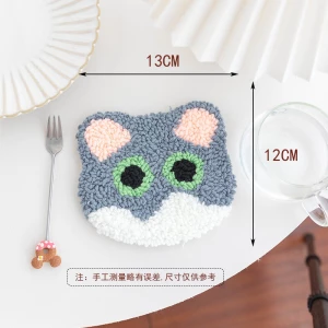 New Trending Products Cute Gift Flower Mug Rug Tufted Drink Coaster Punch Needle Coaster Kit