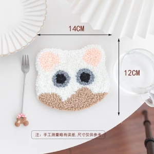 New Trending Products Cute Gift Flower Mug Rug Tufted Drink Coaster Punch Needle Coaster Kit