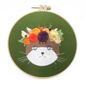 DIY Lovely Cat Cross Stitch Printed Hand Beginner Sewing Kit, Embroidery Starter Kit Embroidery Kids