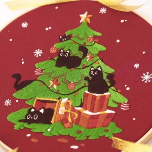 Christmas Embroidery Kit for Beginners, Christmas Embroidery Kits with Pattern, Needles, Threads