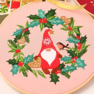 Christmas Embroidery Kit for Beginners, Christmas Embroidery Kits with Pattern, Needles, Threads