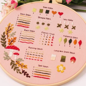 DIY Handcraft Embroidery Starter Kit Cross Stitch Kit 3 pcs Embroidery Set with Tools