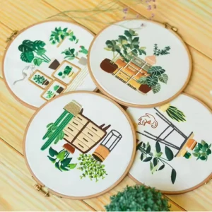 DIY Cross Stitch Embroidery Sets Plant Pattern Embroidery Sewing Kit Craft Material Semi-Finished Handmade Needlework