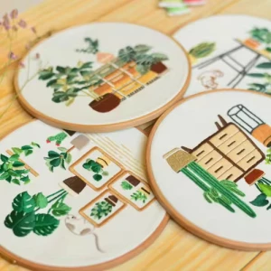 DIY Cross Stitch Embroidery Sets Plant Pattern Embroidery Sewing Kit Craft Material Semi-Finished Handmade Needlework