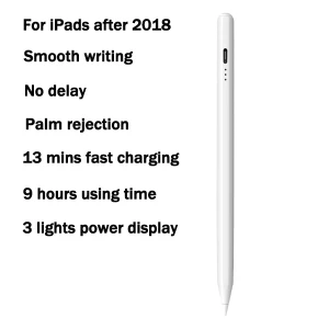 Apple pencil alternative with pressure sensitivity factory wholesale customize logo first generation stylus pen for iPad three light power display fast-charging anti-touch active pen