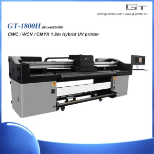 GT-1800H UV Hybrid UV printer (Ricoh Gen5/Gen6 Heads)the best large format multifunctional UV hybrid printerSoft Pvc Film Wall Paper Leather Digital Uv Printing Machine