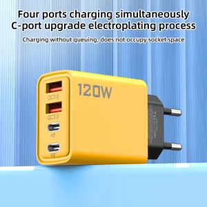 120W Wall charger PC+ABS fire retardant material 2PD+2USB 5V2A EU US QC3.0 mobile phone charger for IPhone Samsung