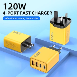 120W Wall charger PC+ABS fire retardant material 2PD+2USB 5V2A EU US QC3.0 mobile phone charger for IPhone Samsung